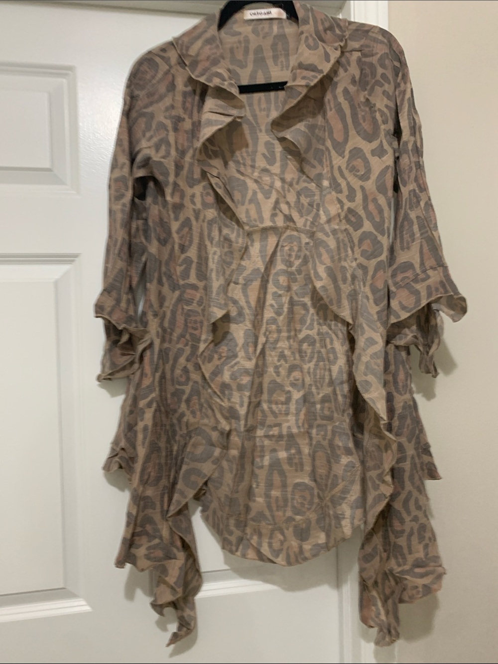 Women's Beige and Gray Patterned Kimono Jacket